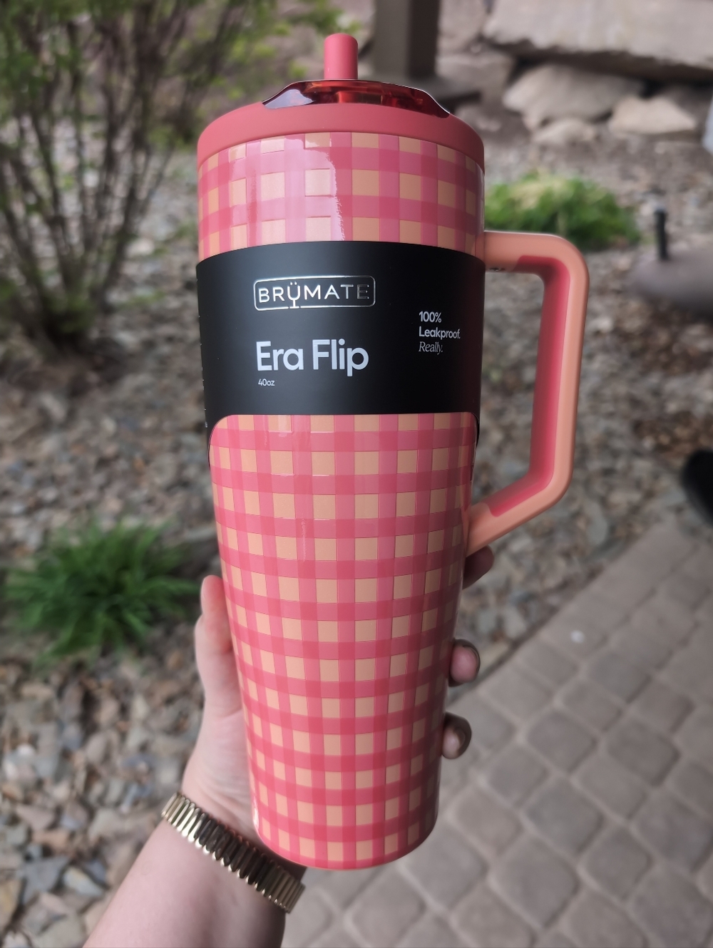 BrüMate Era Flip 40oz Peach Gingham Madi Nelson Target